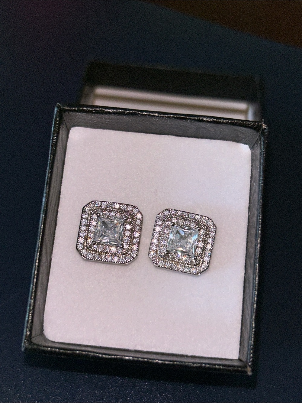 925 Sterling Silver Luxury Halo Double Outlay CZ Earrings New Gift Box💎